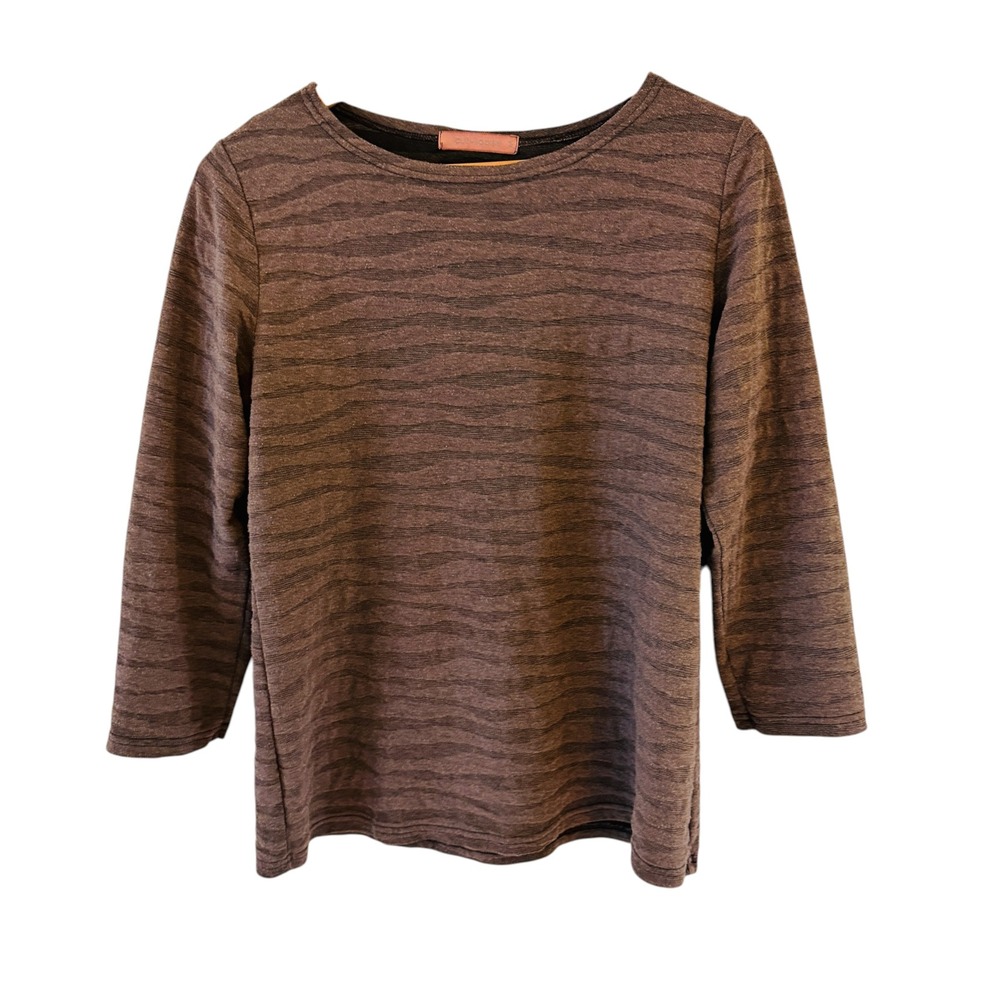 Cut Loose Striped Top Womens M Chocolate Brown Artsy Sustainable Lagenlook